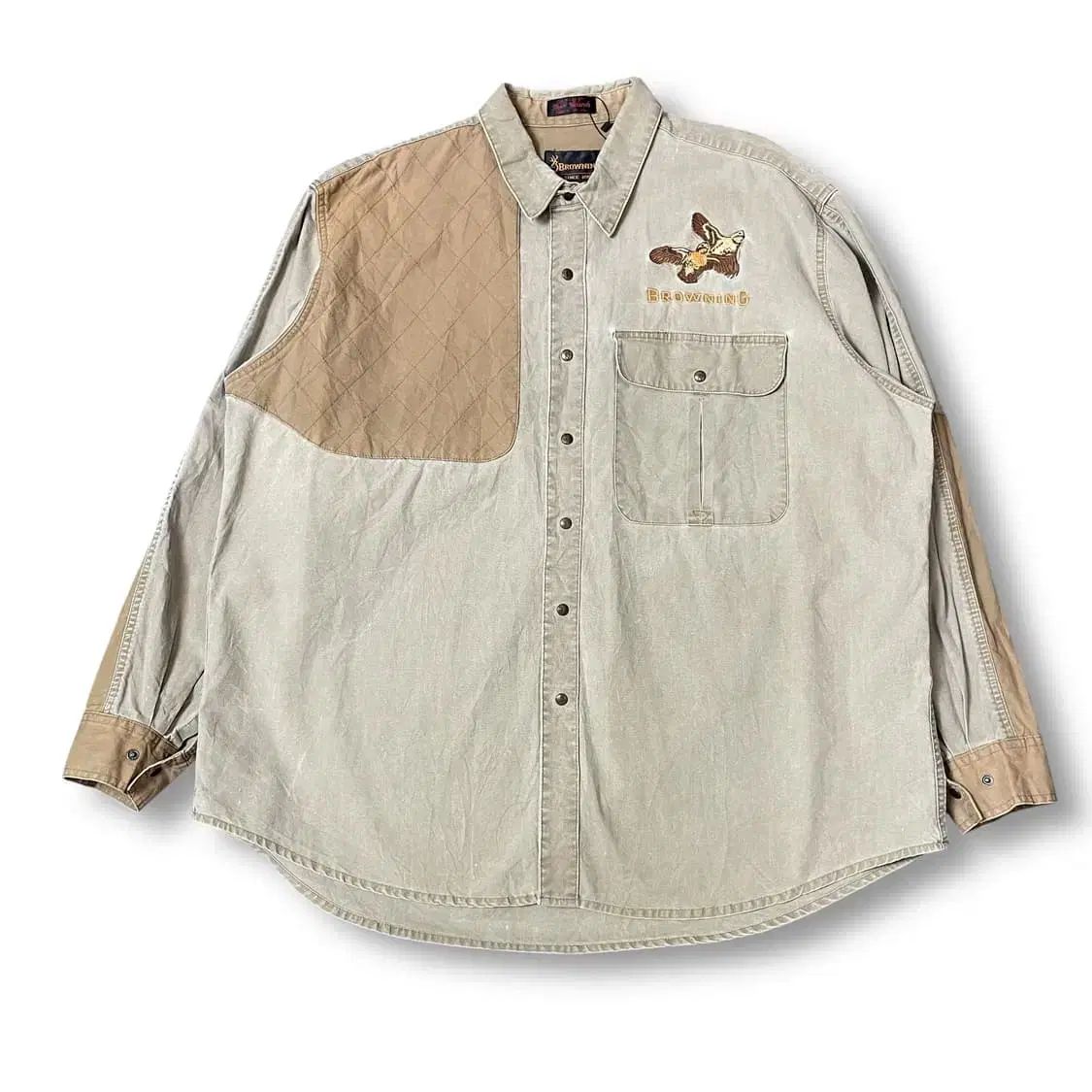 ヴィンテージ オーバーサイズ ビッグポケット 刺繍 ハンティング シャツ XXL