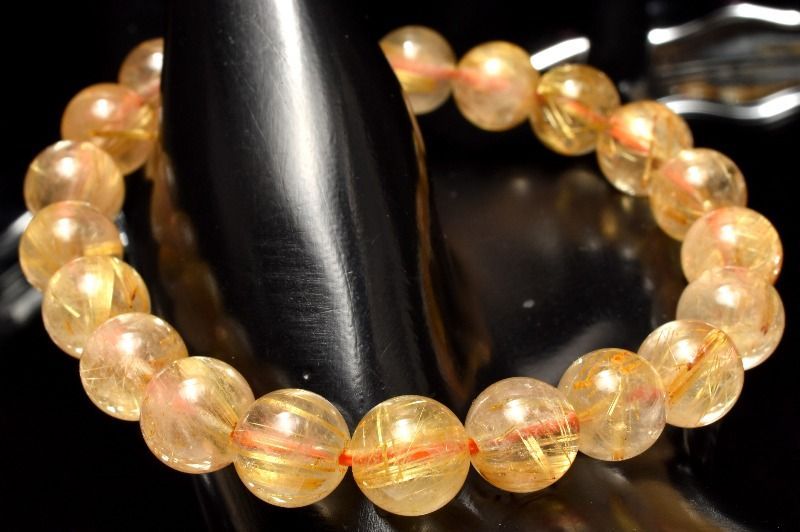 1点物】金針の輝き ゴールドタイチンルチルクォーツ 9mm ブレスレット