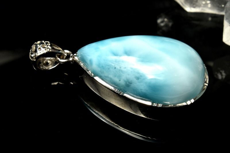 １点物 シルバー925 ラリマー 25 x 16 mm ドロップ ペンダントトップ パワーストーン 天然石 _PC 7786