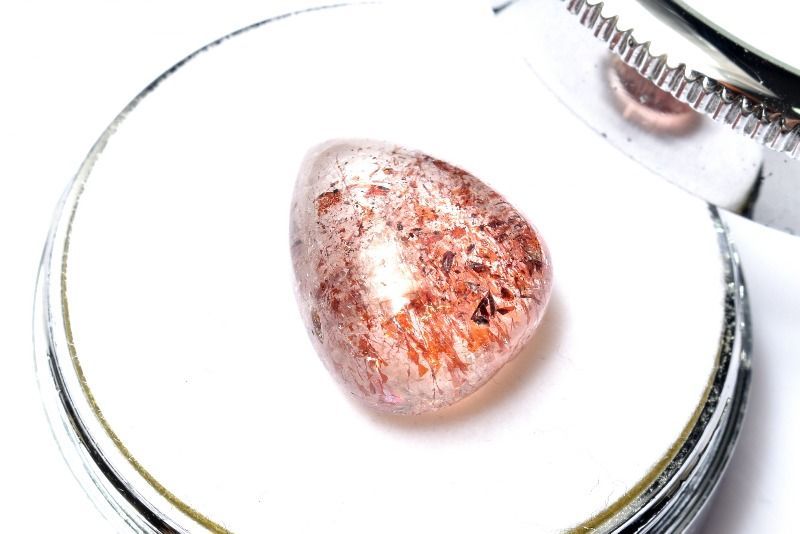 １点物 AAAA レピドクロサイトの輝き ストロベリークォーツ レピドクロサイトインクォーツ 17 x 13 mm ドロップ ルース パワーストーン 天然石 _PC 7795