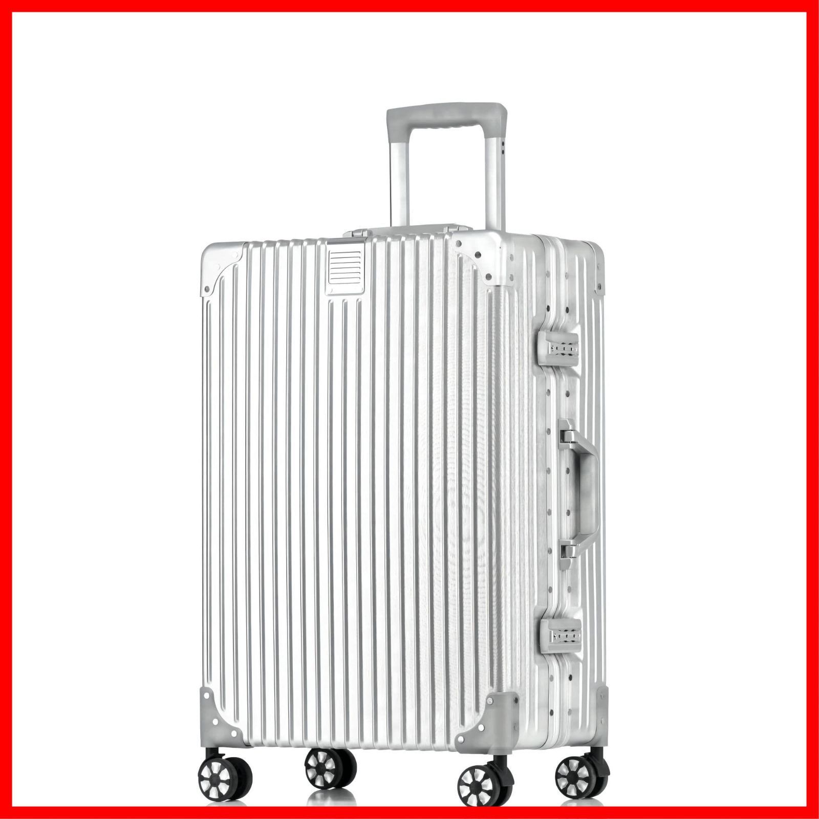 旅行 ビジネス 耐衝撃 出張 静音ダブルキャスター 軽量キャリーバッグ tsaロック付 大型トロリーケース 保護カバー付き シルバー 預け入れスーツケース ケース機内持ち込み Lサイズ キャリー 6泊7日 アルミフレーム 銀色系ボディー を改良