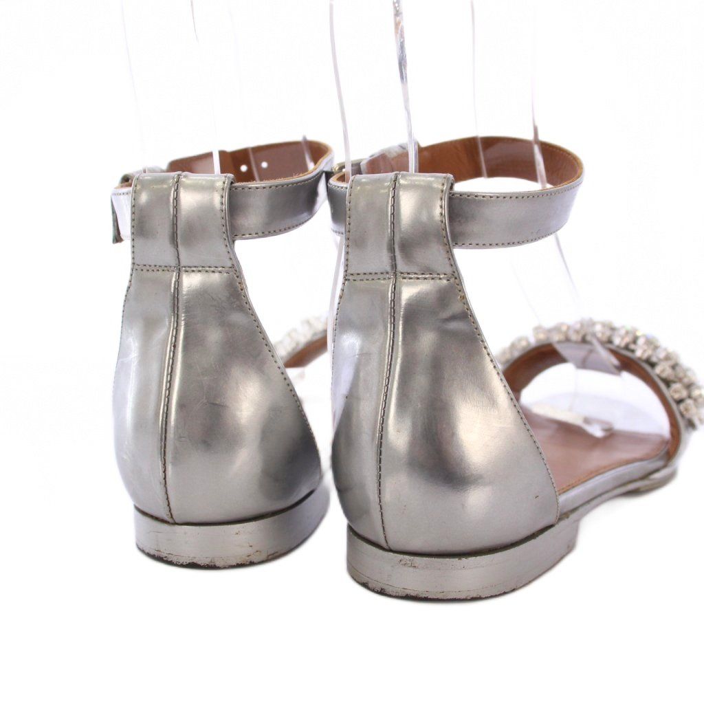  ジバンシィ ストラップサンダル クリスタル ビジュー レザー 22 cm シルバー KH サンダル サンダル ミュール