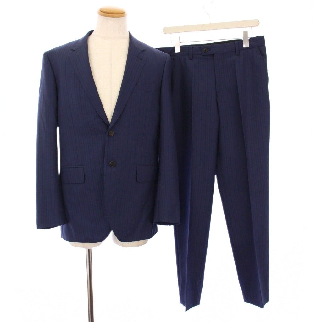 ポールスミス PAUL SMITH シングルスーツ テーラードジャケット パンツ スラックス ストライプ L 紺 |KH