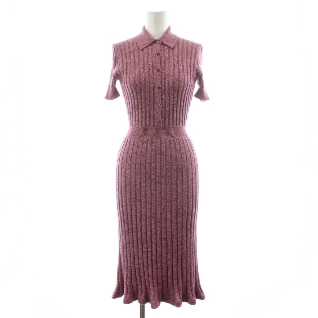 ガブリエラ ハースト gabriela hearst ニットワンピース ミモレ ロング 半袖 ハーフボタン カシミヤ シルク混 XS ピンク /KU ■BM