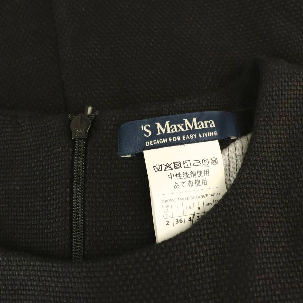 【中古】Sマックスマーラ 'S Max Mara リネン フリンジ ノースリーブワンピース 膝丈 34 黒 /NR ■OS レディース Sマックスマーラ 'S Max Mara リネン フリンジ ノースリーブワンピース