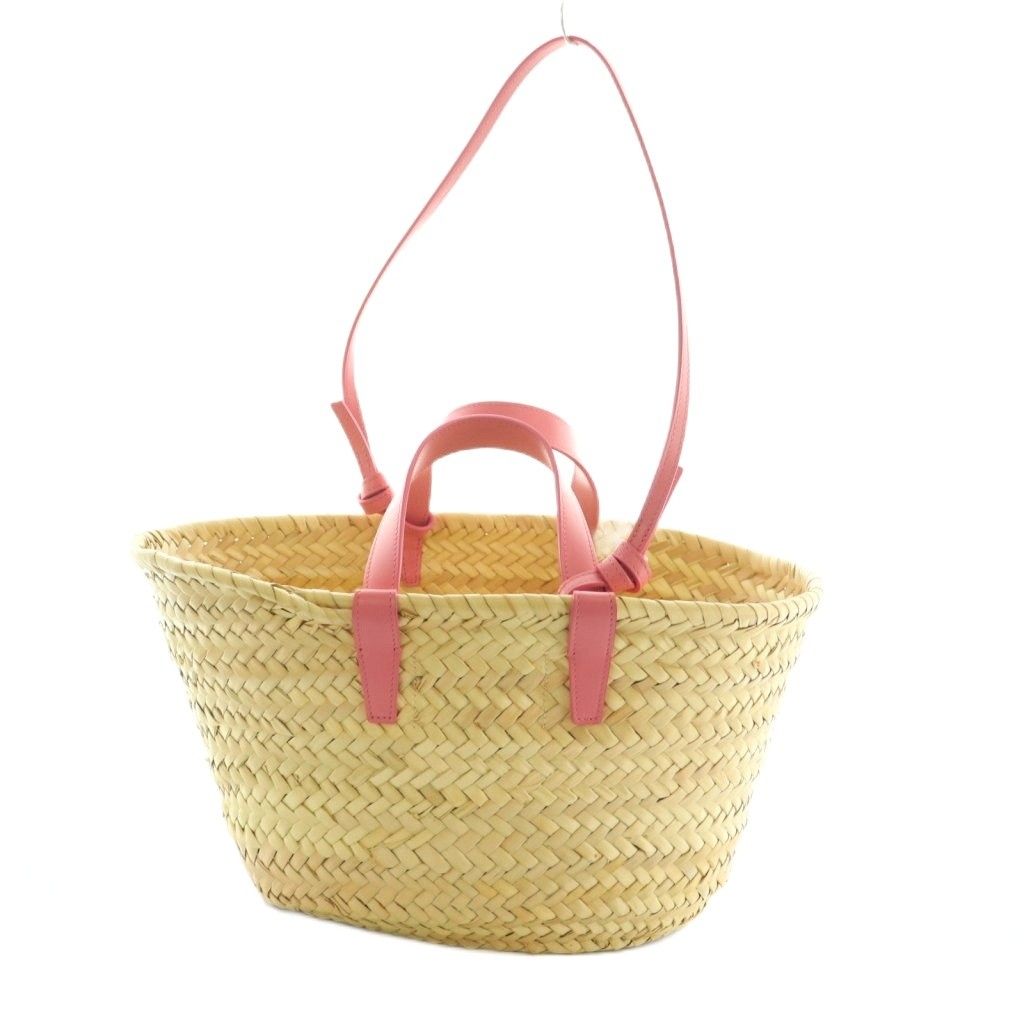 セリーヌ CELINE Teen Trionphe トリオンフ かごバッグ ラフィア ベージュ ピンク .25 FO MI OS OH