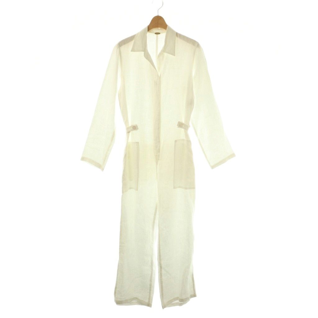 ミューズ ドゥーズィエム クラス MUSE de Deuxieme Classe 24 SS OGLINEN ジャンプスーツオールインワン 長袖 リネン 36 白 |NR OS