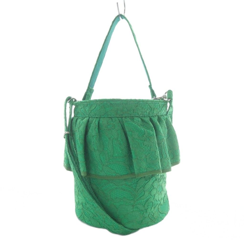 セツコサジテール setsuko sagittaire レース 2 wayショルダーバッグ ハンドバッグ ワンハンドル 斜め掛け フリル グリーン |YO 12