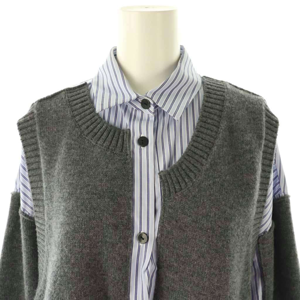 エンフォルド ENFOLD 24AW KNIT COMBINATION SHIRT シャツ 切替 38