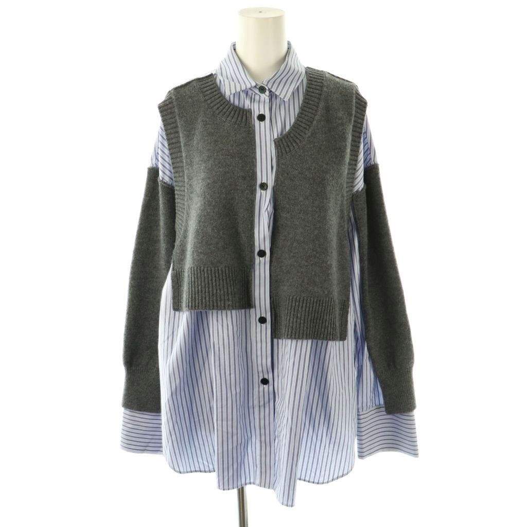 エンフォルド ENFOLD 24AW KNIT COMBINATION SHIRT シャツ 切替 38