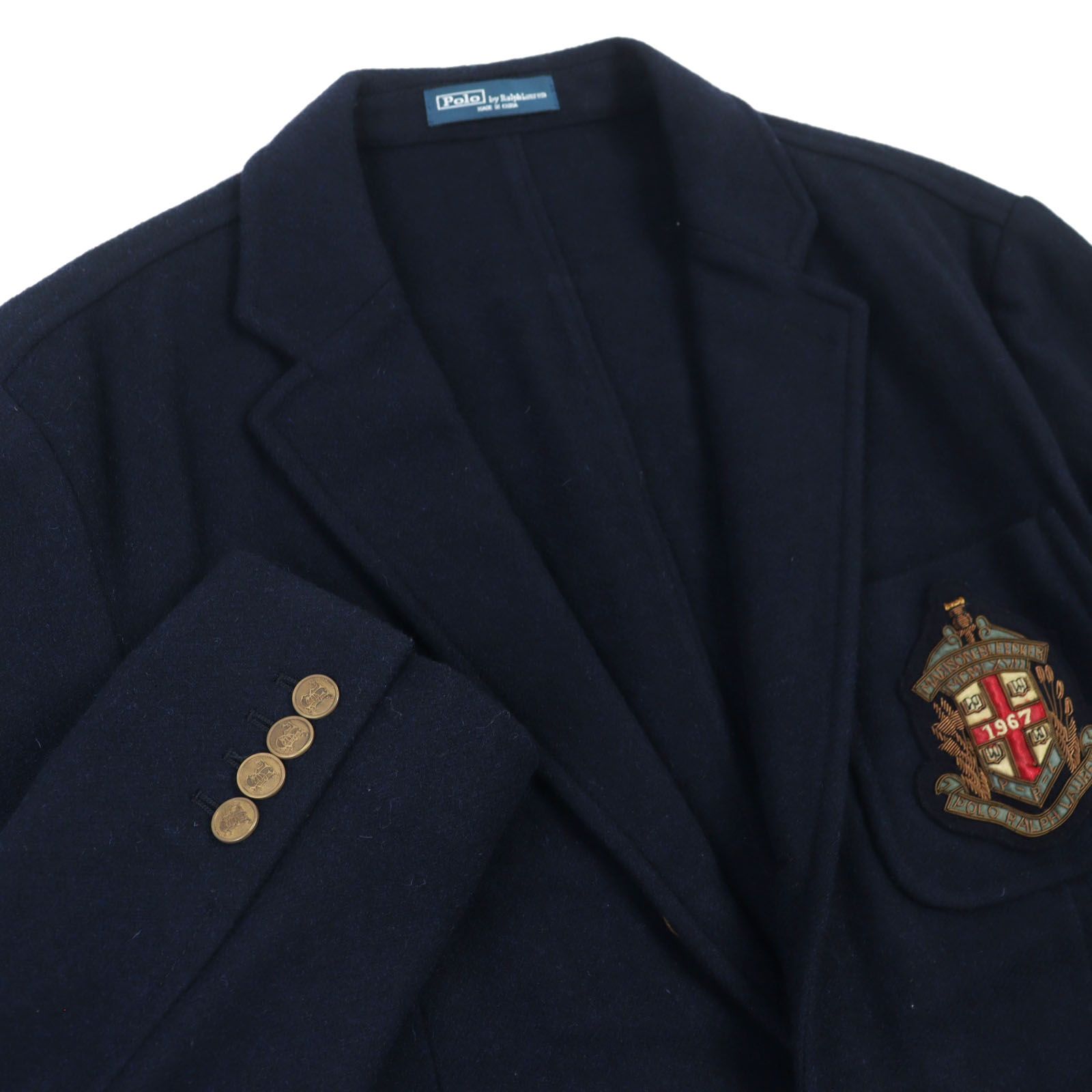 極美品△RALPH LAUREN ラルフローレン ウール100％ エンブレム ロゴ