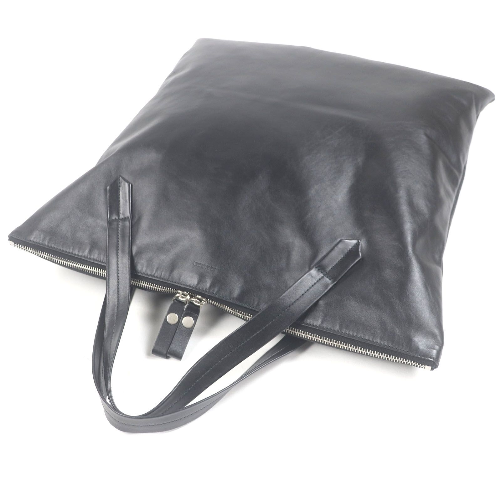美品□JIL SANDER ジルサンダー FLAT ZIP TOTE ロゴ刻印 オールレザー 