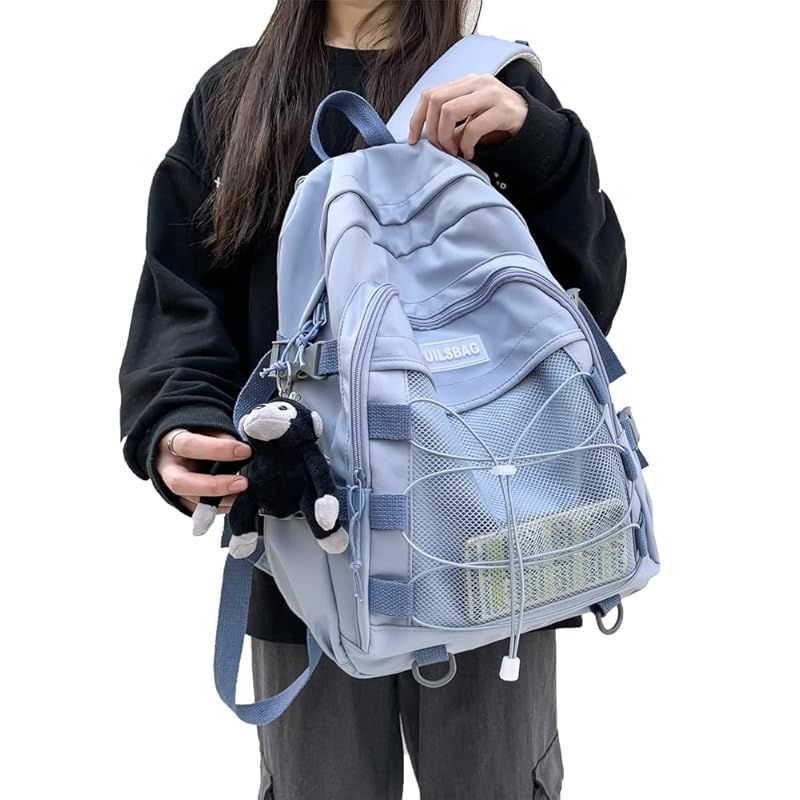 [ZESU] 韓国 リュック レディース 韓国 大容量 リュックサック バックパックタウンリュック 女子 人気 通勤 通学 学生 男女兼用 バッグ 高校生 メンズ りゅっくさっく アウトドア 黒 (ブルー) 1