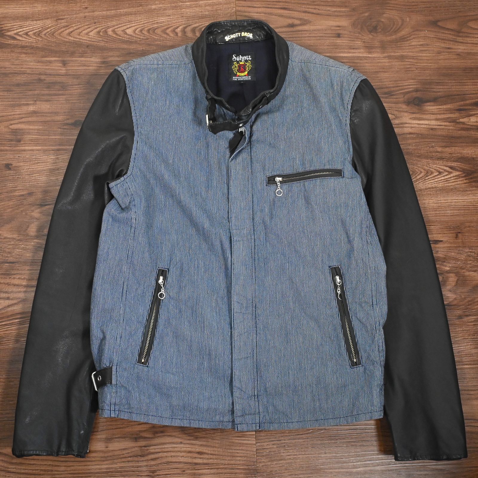 ショット schott レザー 切り替え シングルライダースジャケット 羊革 