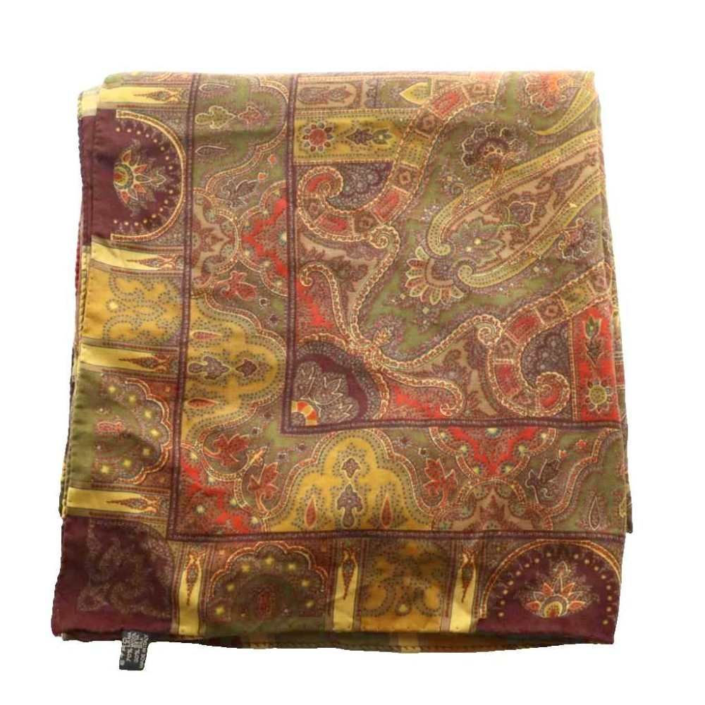 エトロ ETRO ストール マフラー ペイズリー柄 マルチ 茶 ブラウン オレンジ SS OS GY 14