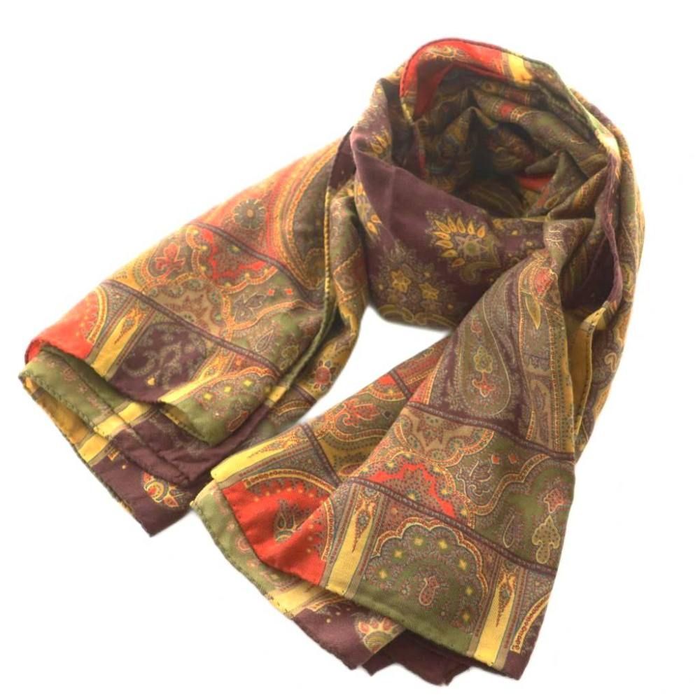 エトロ ETRO ストール マフラー ペイズリー柄 マルチカラー 茶 ブラウン オレンジ |SS OS GY 14