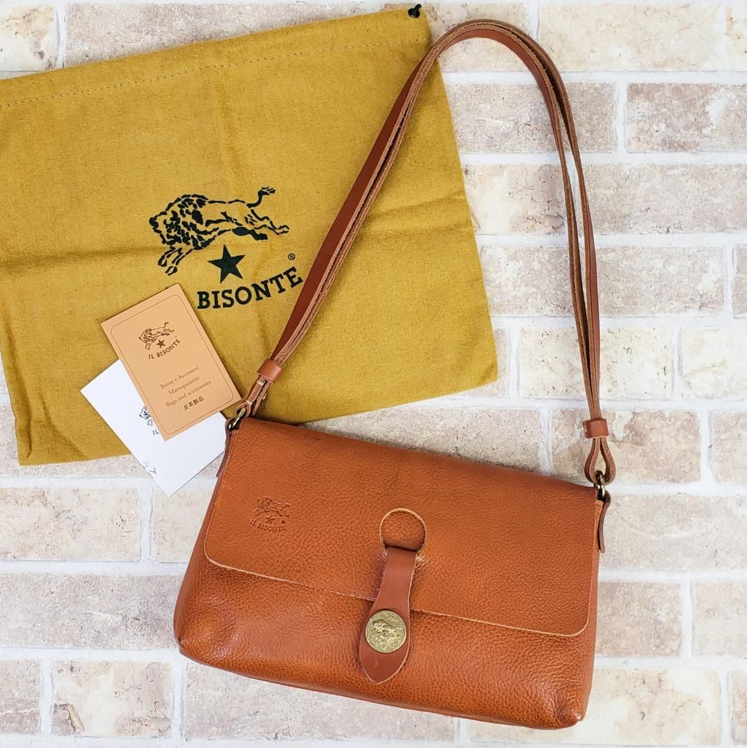 イルビゾンテ コンチョ付 レザー 2 WAY ショルダーバッグ イタリア製 ヤキヌメ ポシェット IL BISONTE
