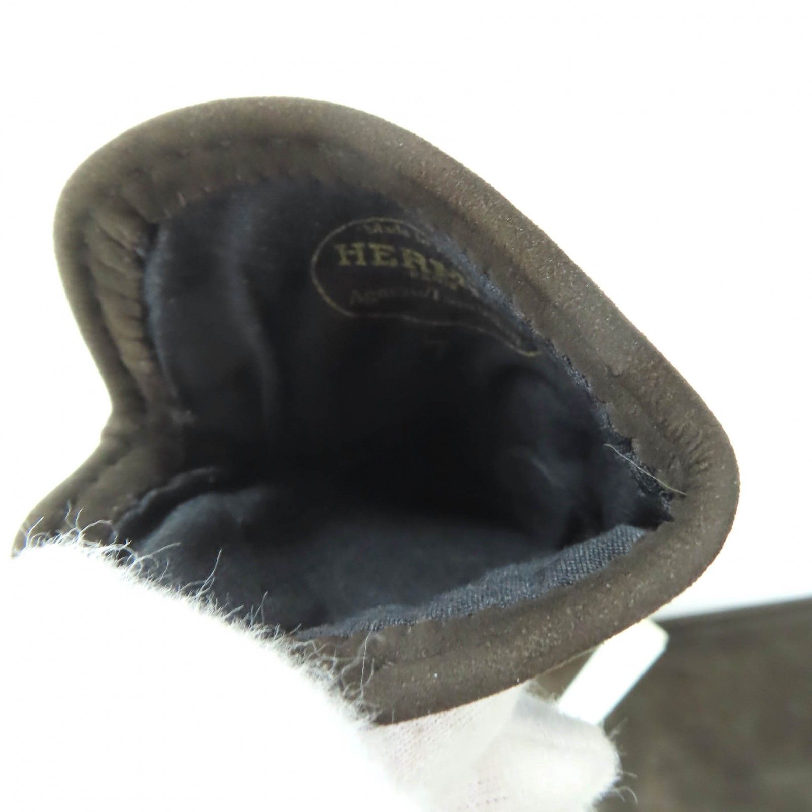  HERMES エルメス ラムスキン Hモチーフ レザーグローブ 手袋 ダークブラウン 7 き フランス製 レディース 手袋 アームカバー 小物