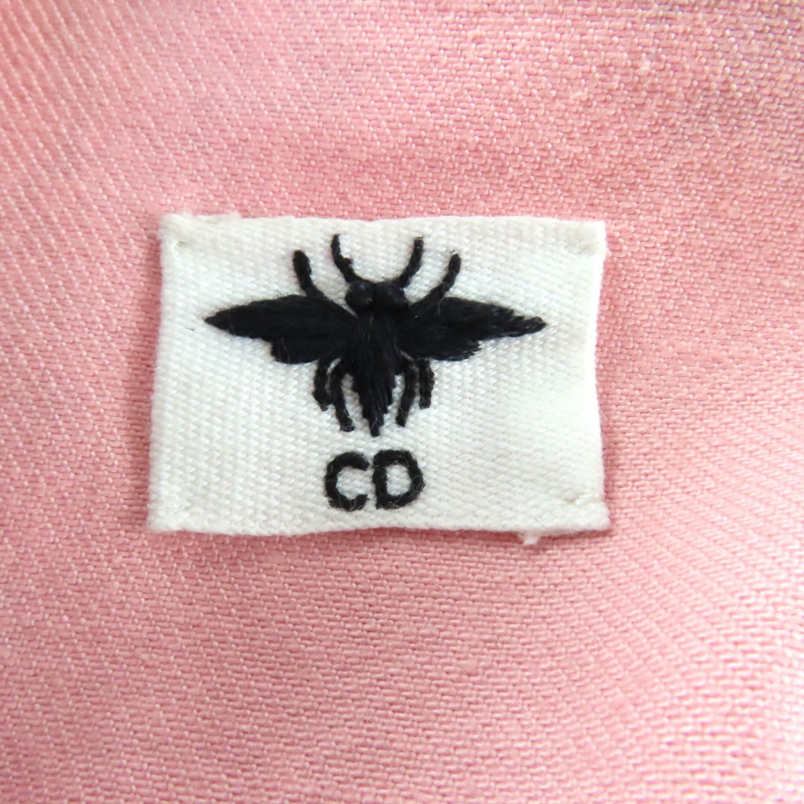  Christian Dior クリスチャンディオール コットン100％ ロゴボタン付 BEE刺繍入り 総柄 ショートスリーブ デニムジャケット ピンク 40 ハンガー付き イタリア製 レディース Gジャン デニムジャケット カバーオール ジャケット アウター