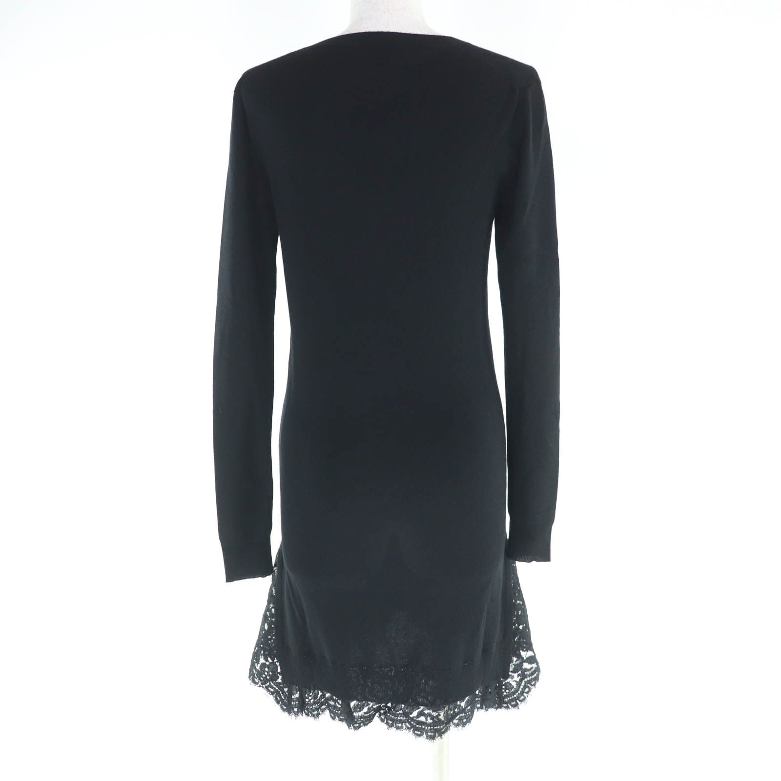 LOUIS VUITTON ルイヴィトン ワンピース ブラック ニットワンピース 未使用品☆LOUIS VUITTON ルイヴィトン ウール100％ LVサークルロゴ 裾