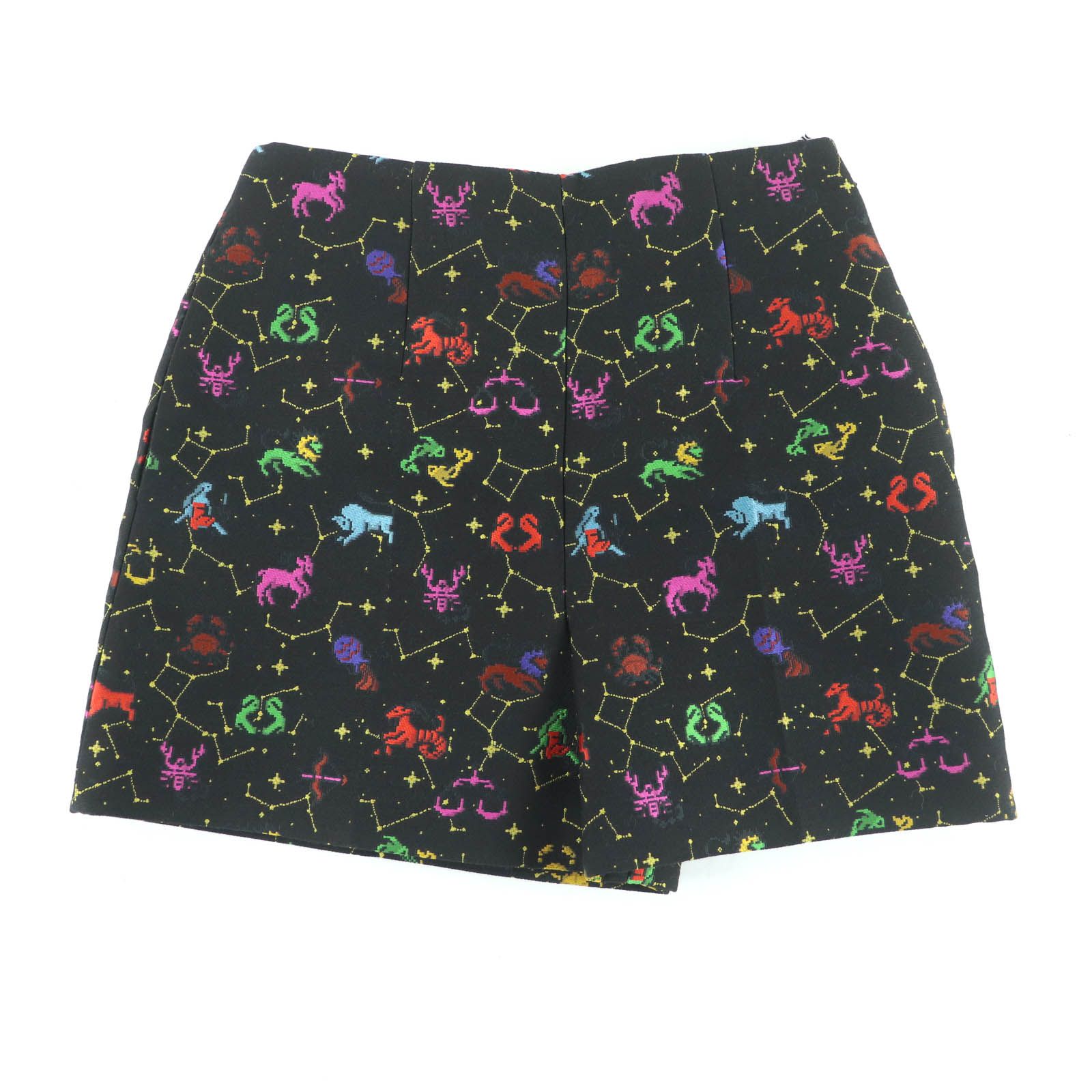 Christian Dior クリスチャンディオール 裏地シルク100％ ピクセル ゾディアック センタープレス ショートパンツ ブラック マルチ 38 イタリア製 レディース