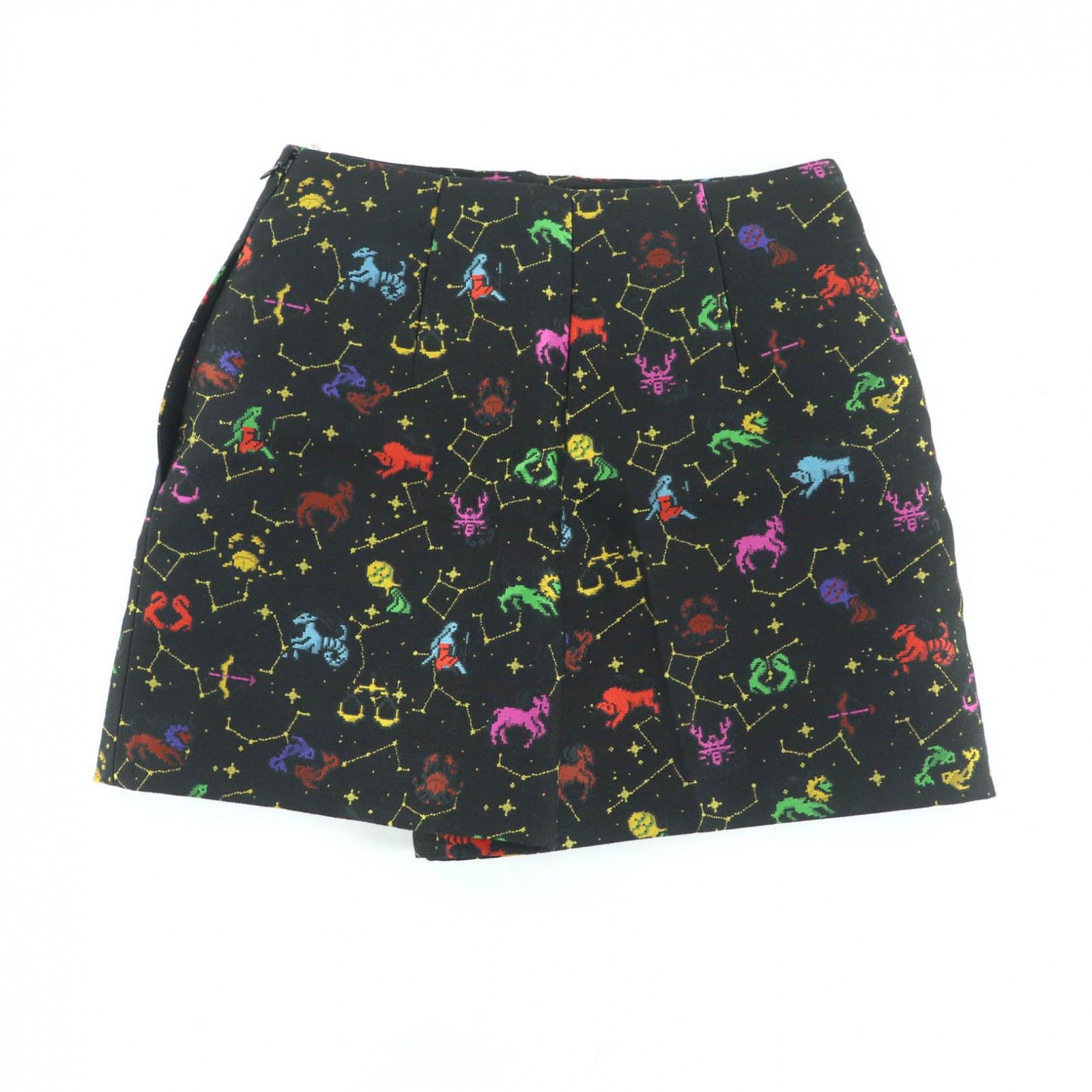 Christian Dior クリスチャンディオール 裏地シルク100％ ピクセル ゾディアック センタープレス ショートパンツ ブラック マルチ 38 イタリア製 レディース