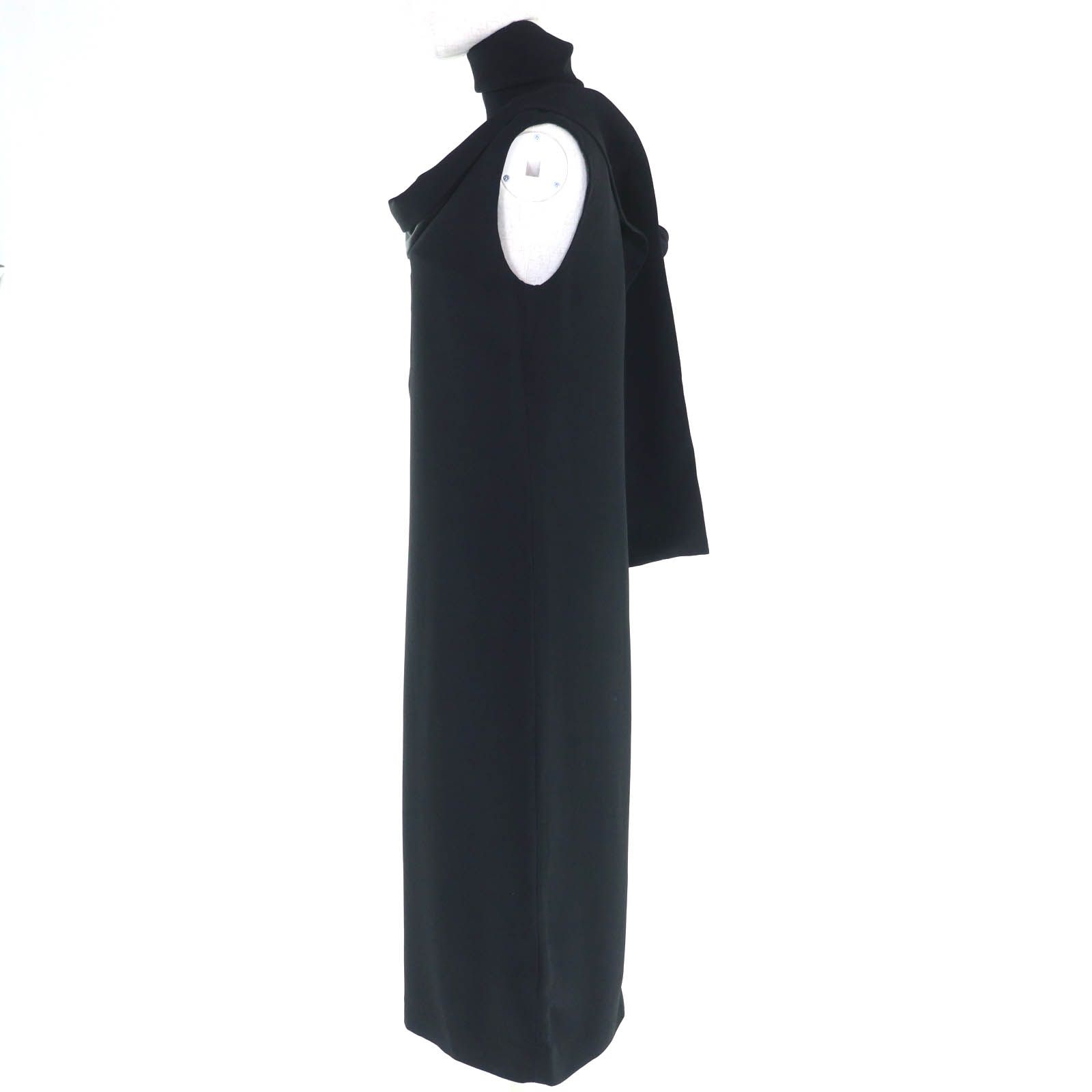 バーバリー 8043955 ティッシ期 サッシュテール Vネック ノースリーブ ワンピース ブラック 38 レディース