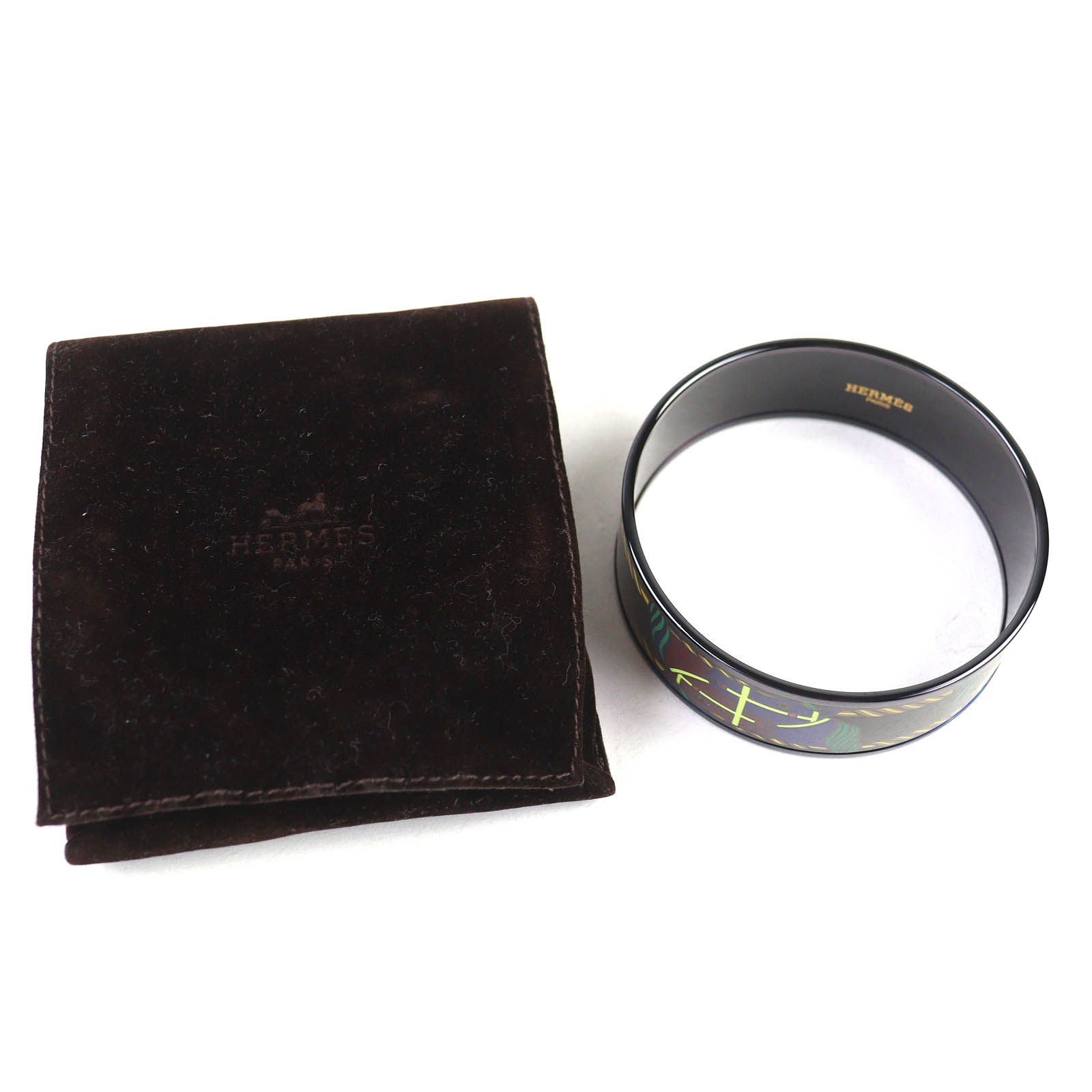 HERMES エルメス エマイユGM クリックHH バンダナ バングル ブレスレット ブラック マルチ 保存袋付き フランス製 レディース