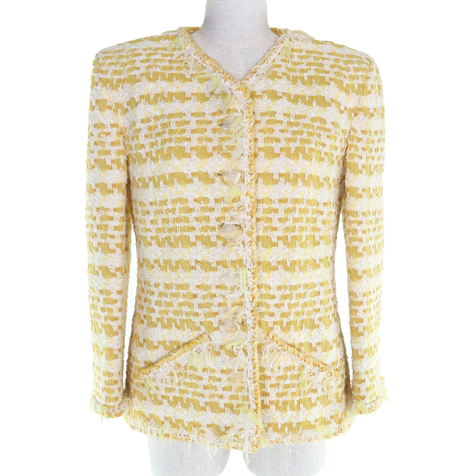 極美品△CHANEL シャネル 18S P58787 コットン ウール ココマーク