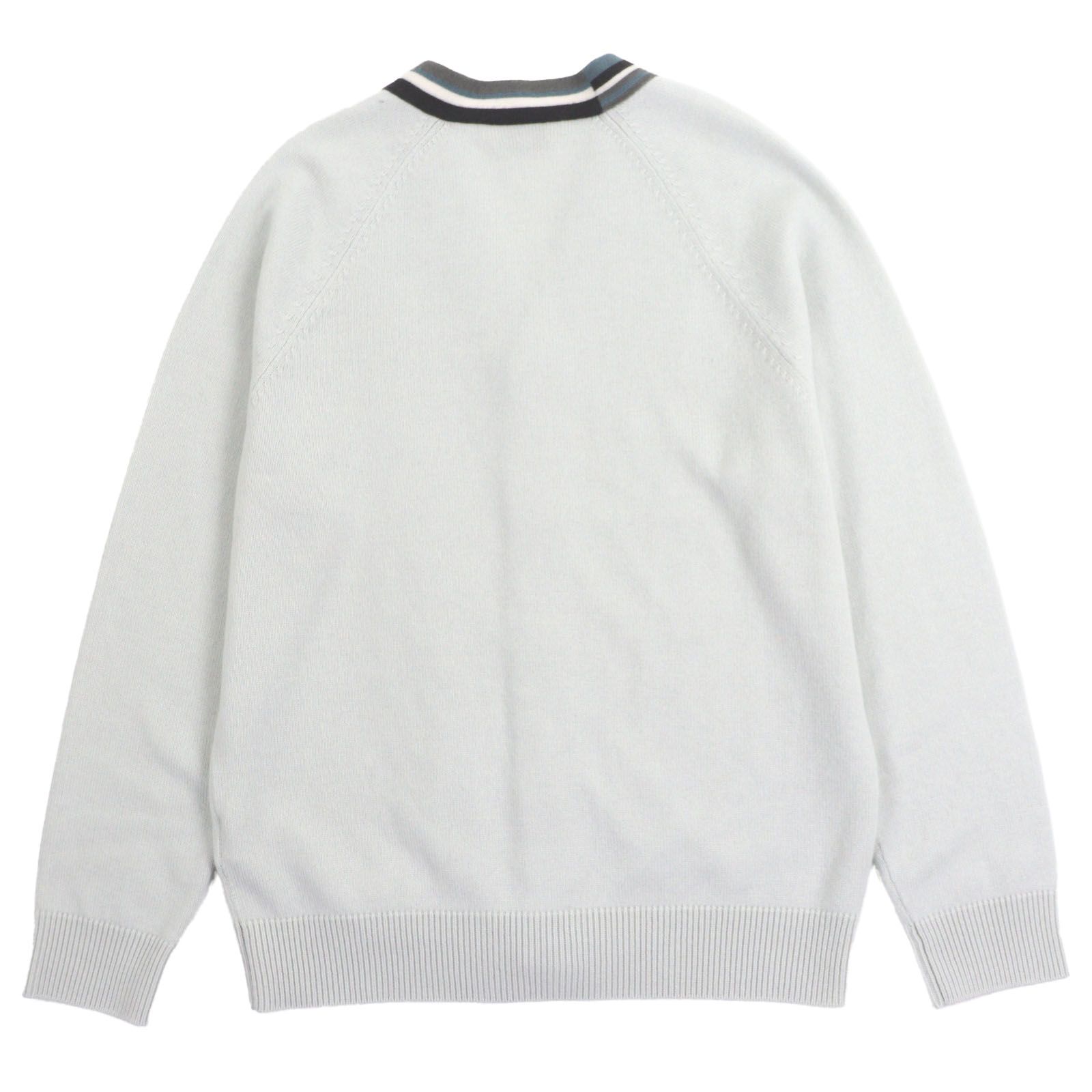 未使用品▽HERMES エルメス 23AW カシミヤ100% Vネック ライン入り