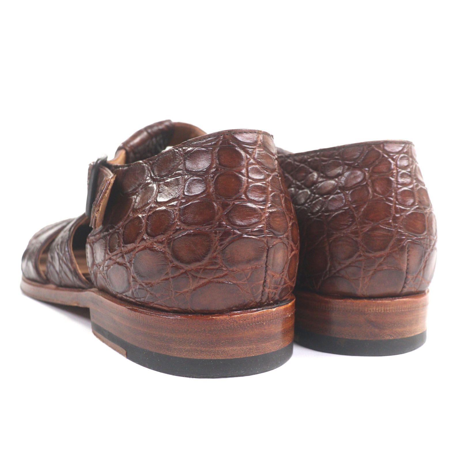  F LLI Giacometti フラテッリジャコメッティ クロコダイル レザーサンダル グルカサンダル ブラウン 41 イタリア製 メンズ サンダル サンダル