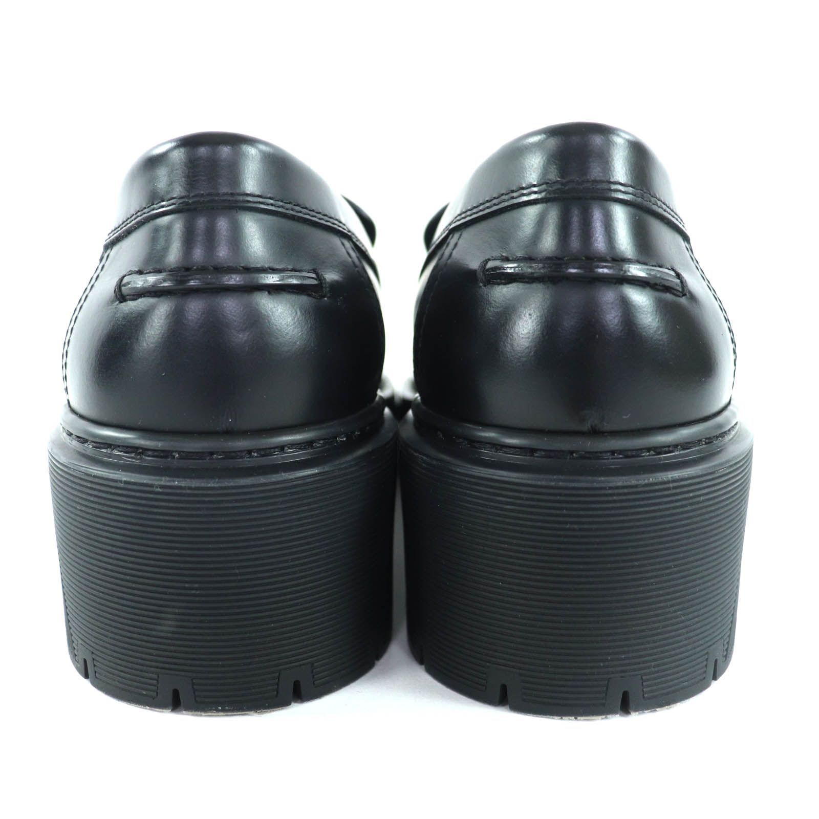 美品◇HERMES エルメス BR232059Z Hitch ヒッチ Hロゴ チャンキーラバーソール 厚底 レザー ローファー 黒 36 イタリア製 レディース 美品◇HERMES エルメス BR232059Z Hitch ヒッチ Hロゴ チャンキー