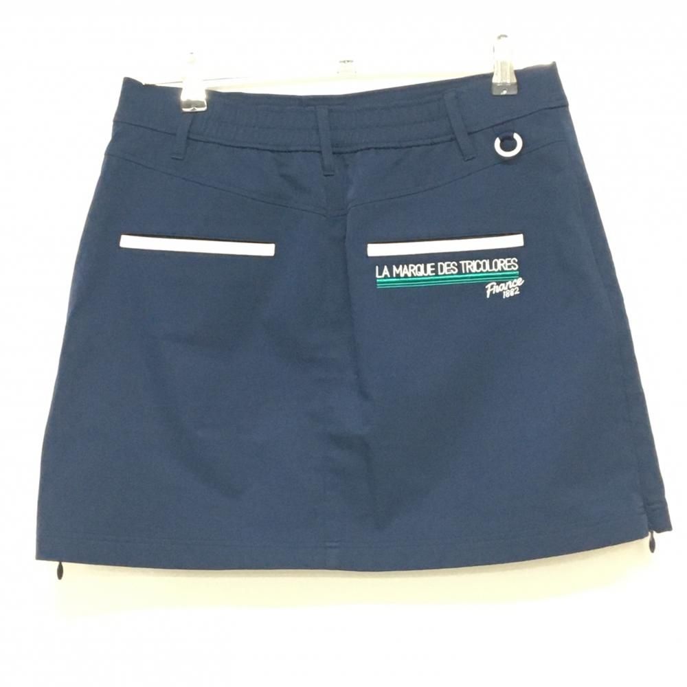 超美品】ルコックゴルフ スカート ネイビー×白 サイドジップ ロゴ