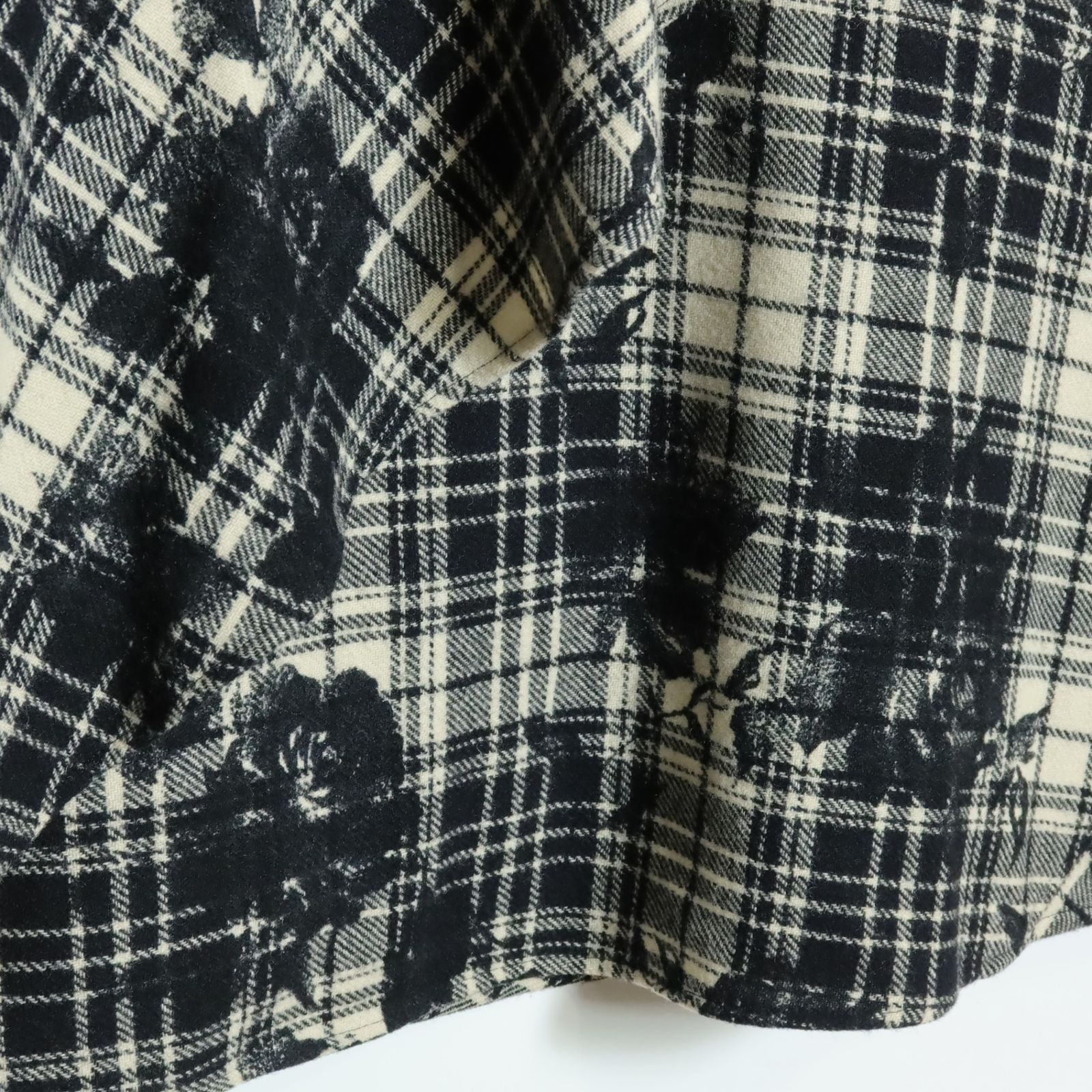 美品】インゲボルグ☆ラップ風スカート サイズS 黒×白系 チェック&花柄