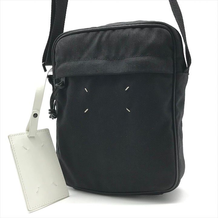 Maison Margiela マルジェラ キャンバス ショルダー バッグ ブラック ネーム ブランド 鞄 BAG メンズ k 7089