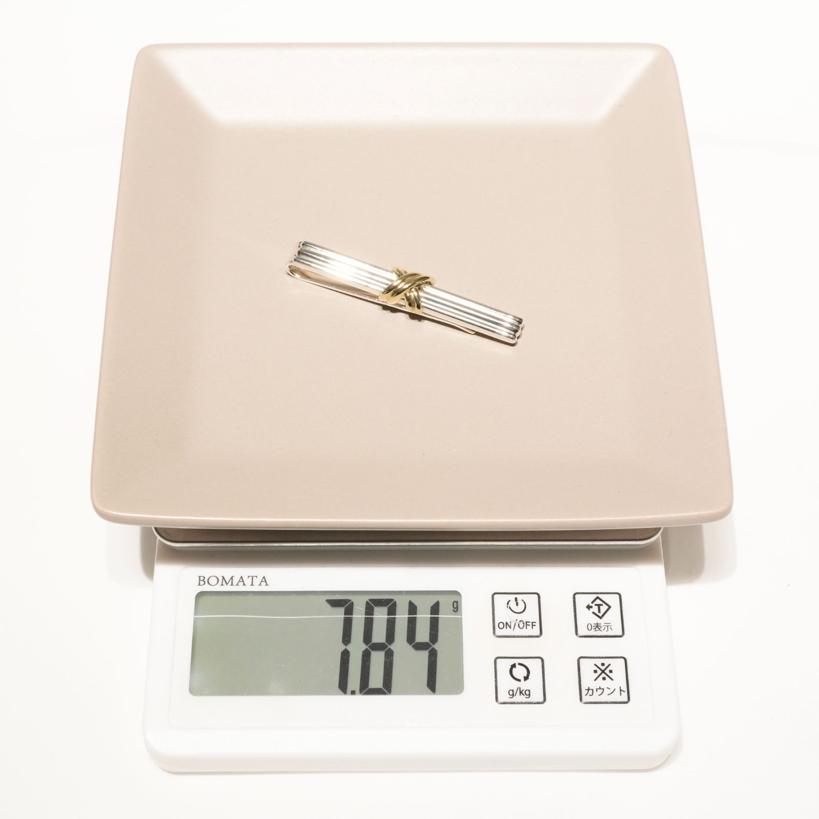 極美品 ティファニー シグネチャークロス コンビ ネクタイピン/25