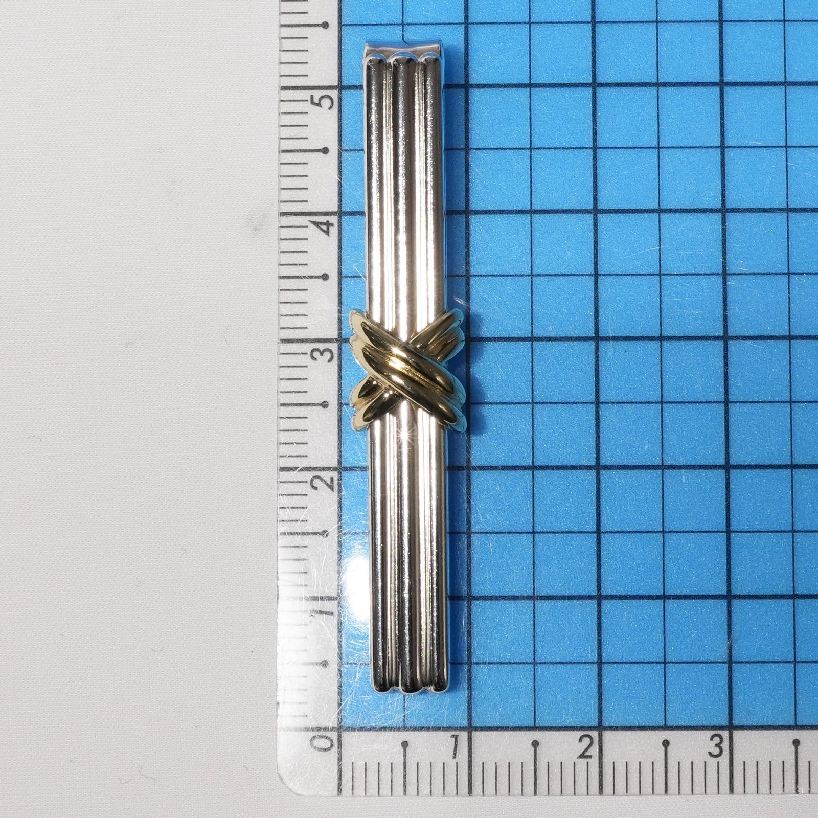 極美品 ティファニー シグネチャークロス コンビ ネクタイピン/25