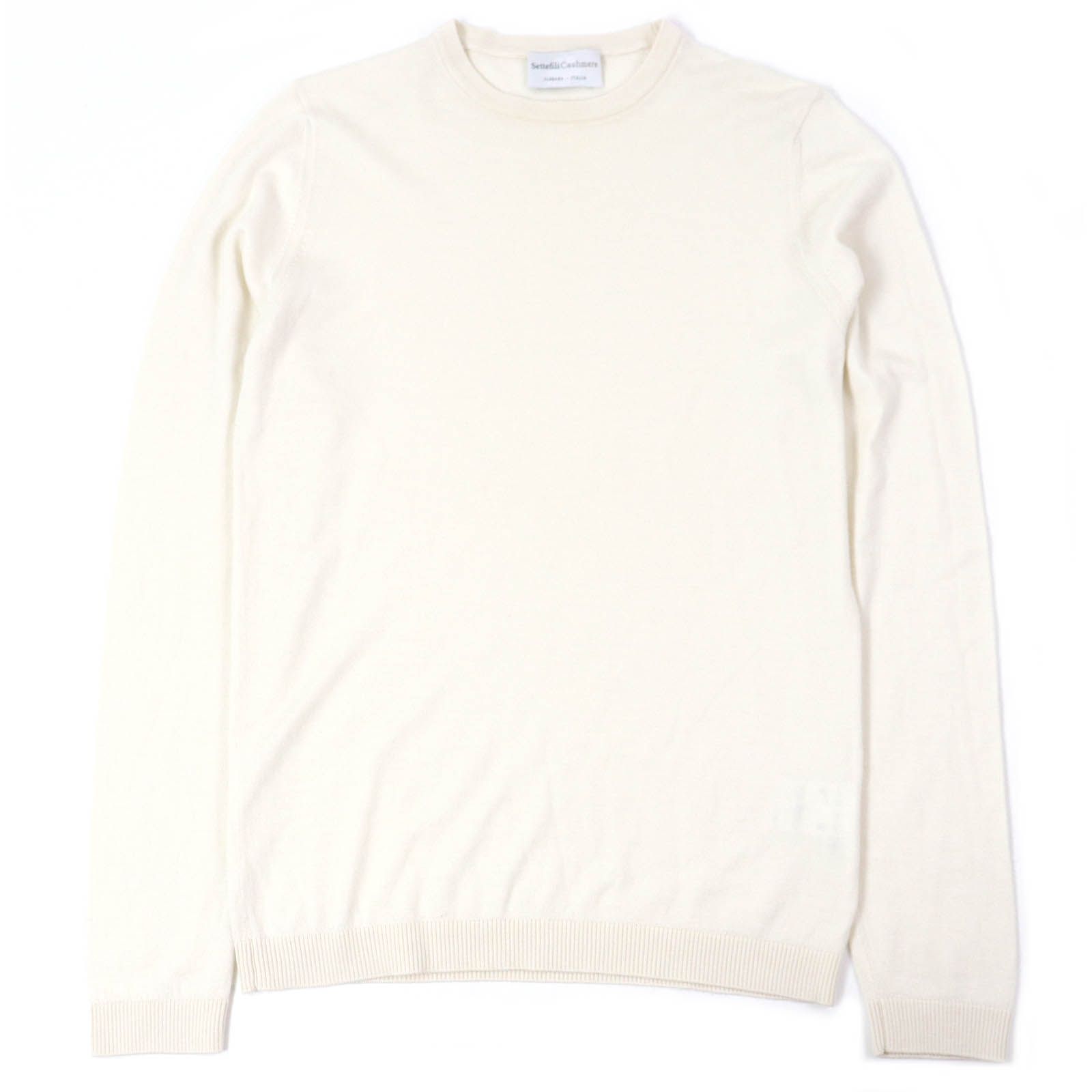 極美品□Settefili Cashmere セッテフィーリカシミア カシミヤ シルク ハイゲージ クルーネックニット アイボリー 44 イタリア製 正規品 極美品□Settefili Cashmere セッテフィーリカシミア カシミヤ シルク