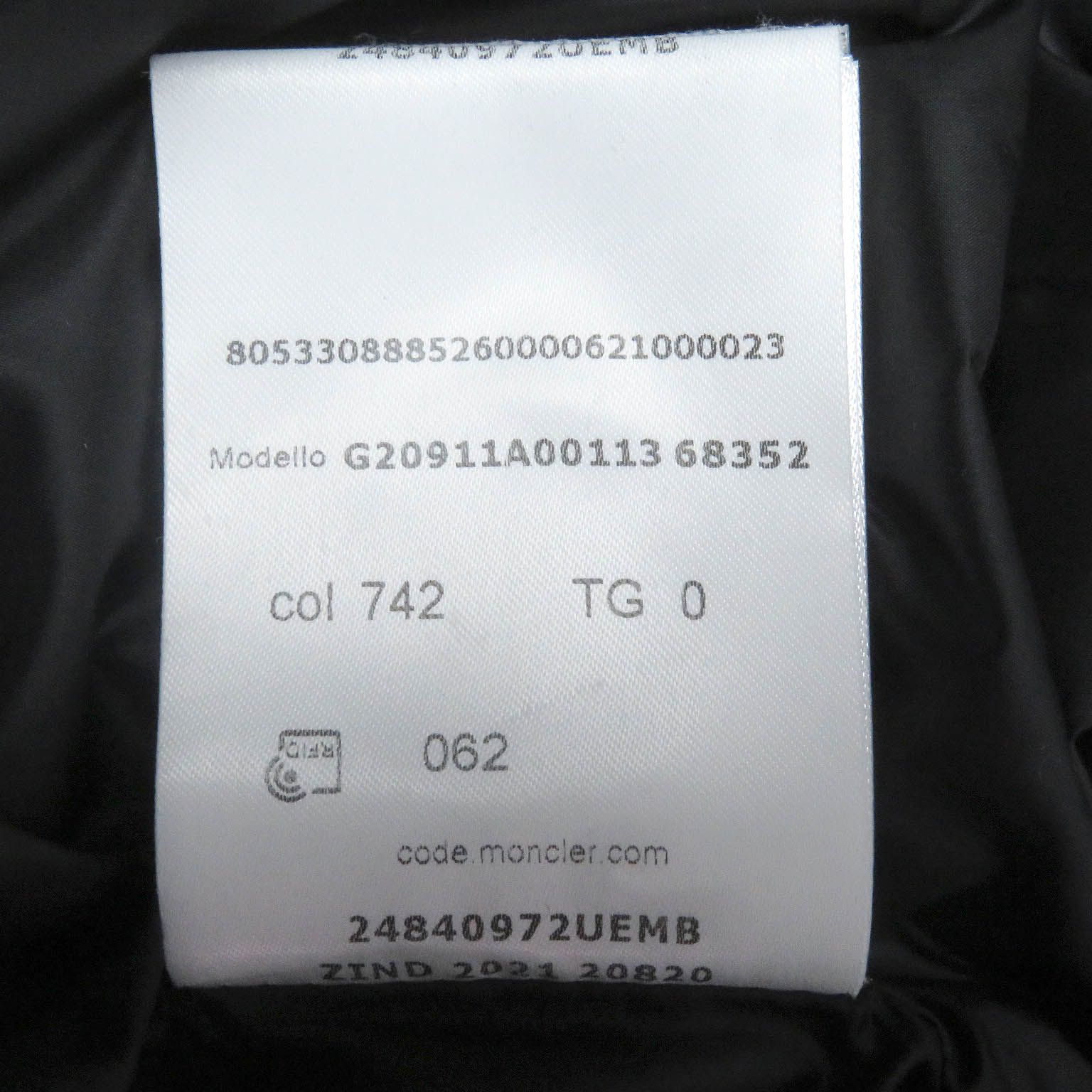 美品□MONCLER モンクレール 21AW JOFFE GIUBBOTTO デカロゴラバー