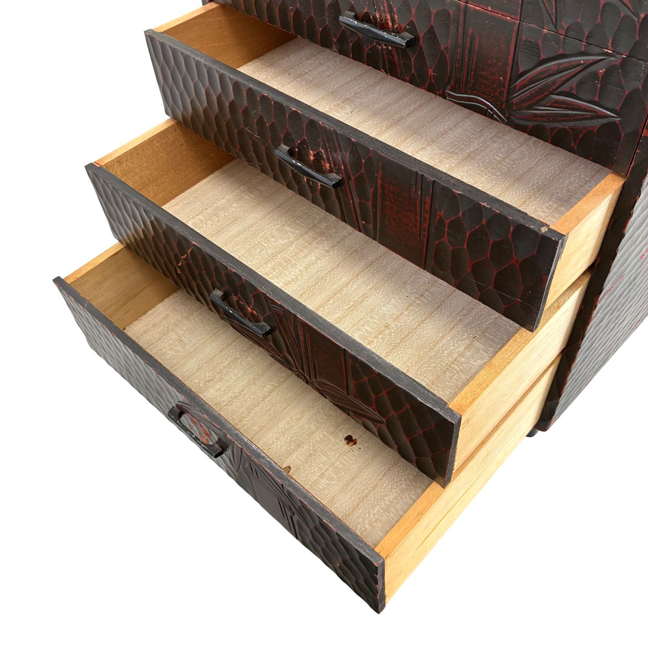 鎌倉彫小箪笥 ☆鎌倉彫 木製 4段引き出し 小箪笥 和家具 収納 - メルカリ