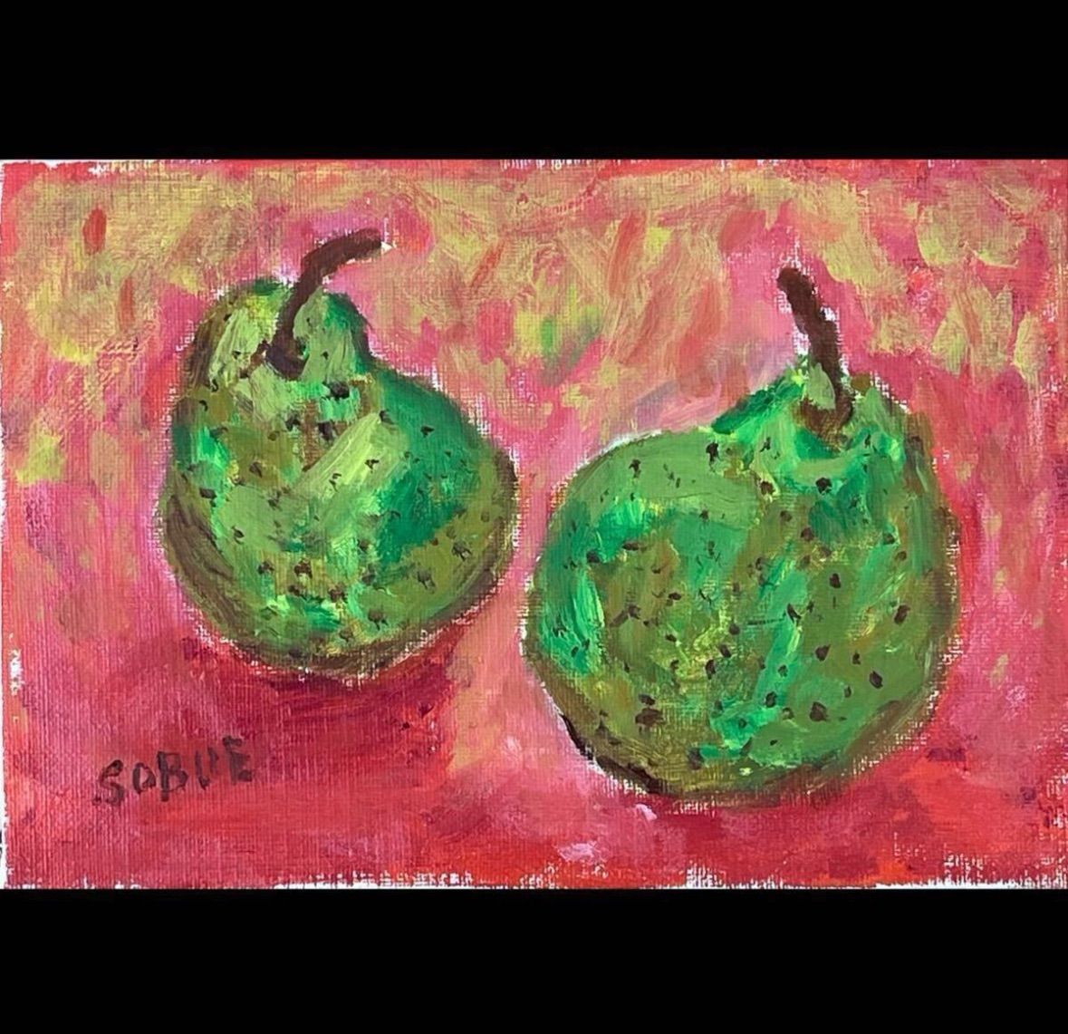 油彩画 【静物画】サインあり作者不詳 作者不詳 SOBUE「洋梨」油彩 静物画 祖父江 - メルカリ