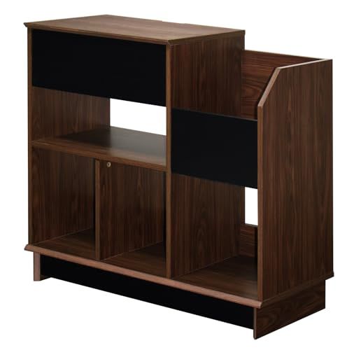 サンニード レコード プレーヤー ラック 台 レコードラック 幅95 高さ85 木製 ウォールナット 収納 アナログレコード LPレコード LPR-9585-WB 482 b 1950