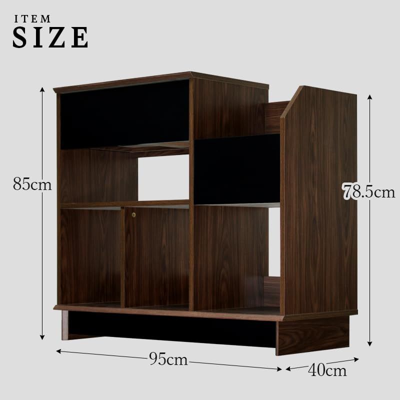 サンニード レコード プレーヤー ラック 台 レコードラック 幅95 高さ85 木製 ウォールナット 収納 アナログレコード LPレコード LPR 9585 WB 482 b 1950