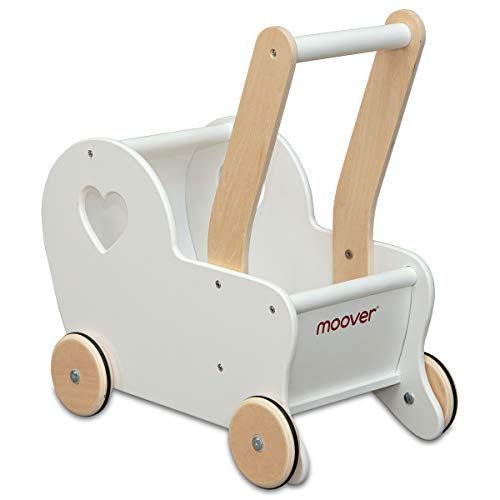 Moover DOLL PLAM HEART ドールプラムハート 乳母車 ホワイト 手押し車 人形遊び お母さんごっこ ベビーカー ワゴントイ 木製 知育玩具 ままごと 北欧デザイン おしゃれ 対象年齢 2歳以上 赤ちゃん af 717 a 4 d
