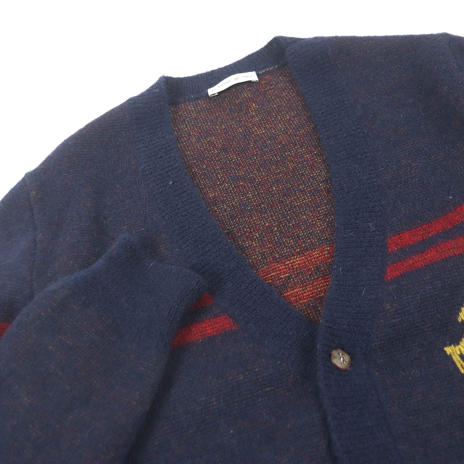 極美品ETRO エトロ 20AW モヘア ウール ロゴボタン プレッピー ニット