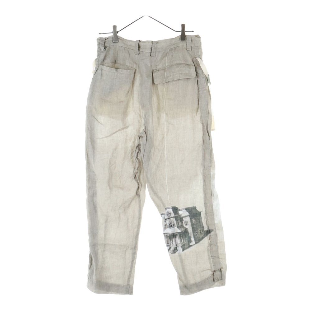 アンダーカバー 25 SS PsychoHouse 総柄リネンクロップドパンツ イージーパンツ ベージュ -1