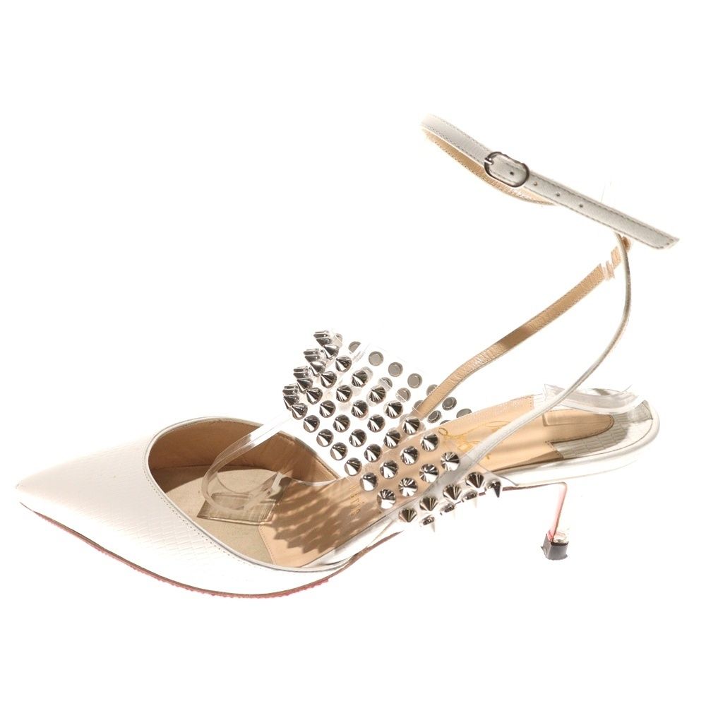 CHRISTIAN LOUBOUTIN (クリスチャンルブタン) LEVITA 55 レヴィータ スパイクスタッズ エンボスレザーパンプス ホワイト レディース