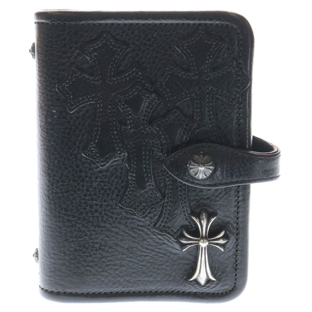 CHROME HEARTS クロムハーツ CEMETERY CROSS PATCH セメタリークロスパッチ クロスボールボタン レザー 手帳カバー ブラック