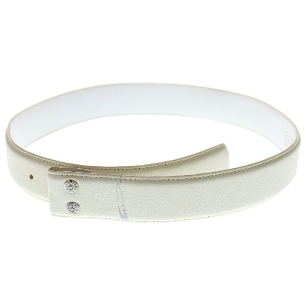 CHROME HEARTS クロムハーツ 1.5 STRAP inch スクロールレーベルリベッツ レザーベルト ホワイト