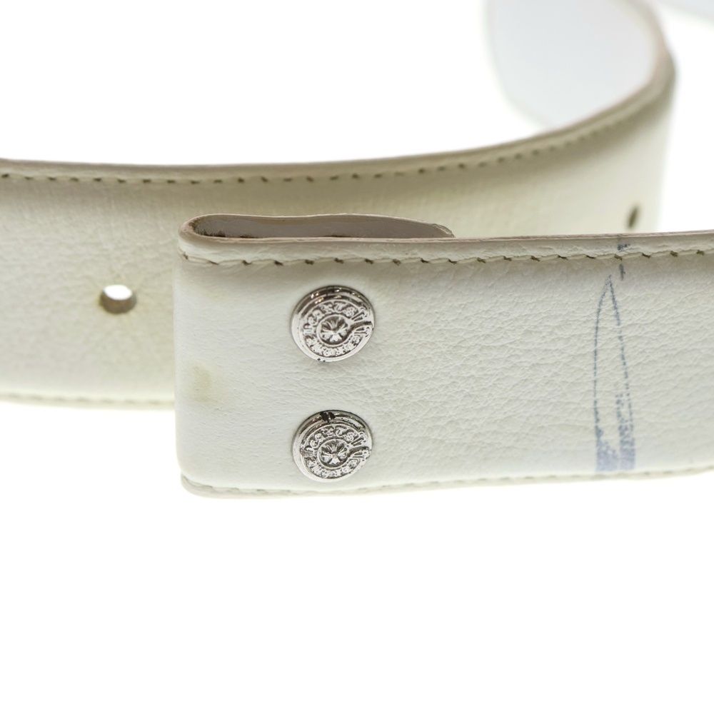 クロムハーツ　レディース ゴルフ ベルト ホワイト CHROME HEARTS (クロムハーツ) 1.5 STRAP 1.5inch スクロールレーベル